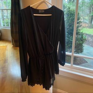 Black long sleeve romper